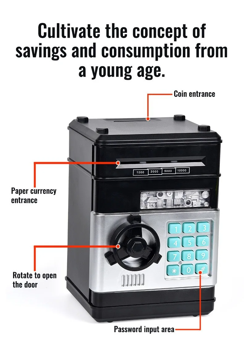 Children's Money Bank Automatic Coin Rolling Feature Savings Deposit Function