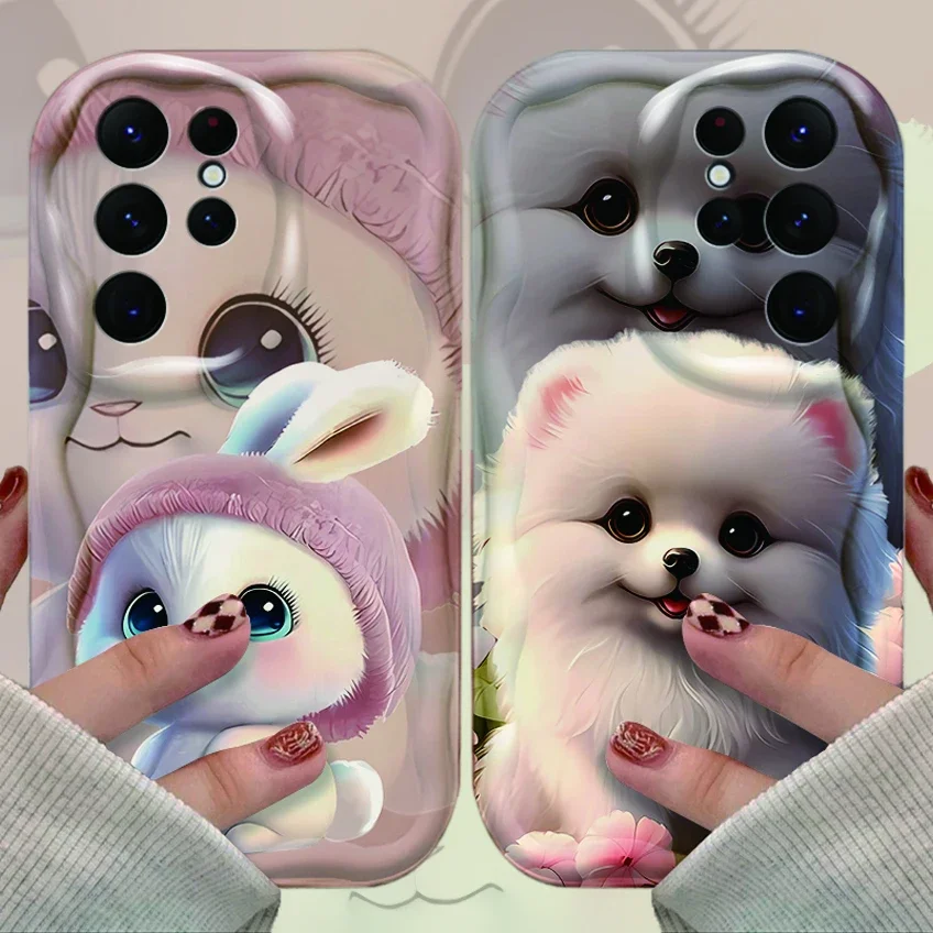 Lucky Rabbit Dog Phone Case For Samsung Galaxy S24 Ultra S23 S22 S21 Plus S20 FE A25 A55 A35 Shockproof Soft Silicone Back Cover_voghion.com