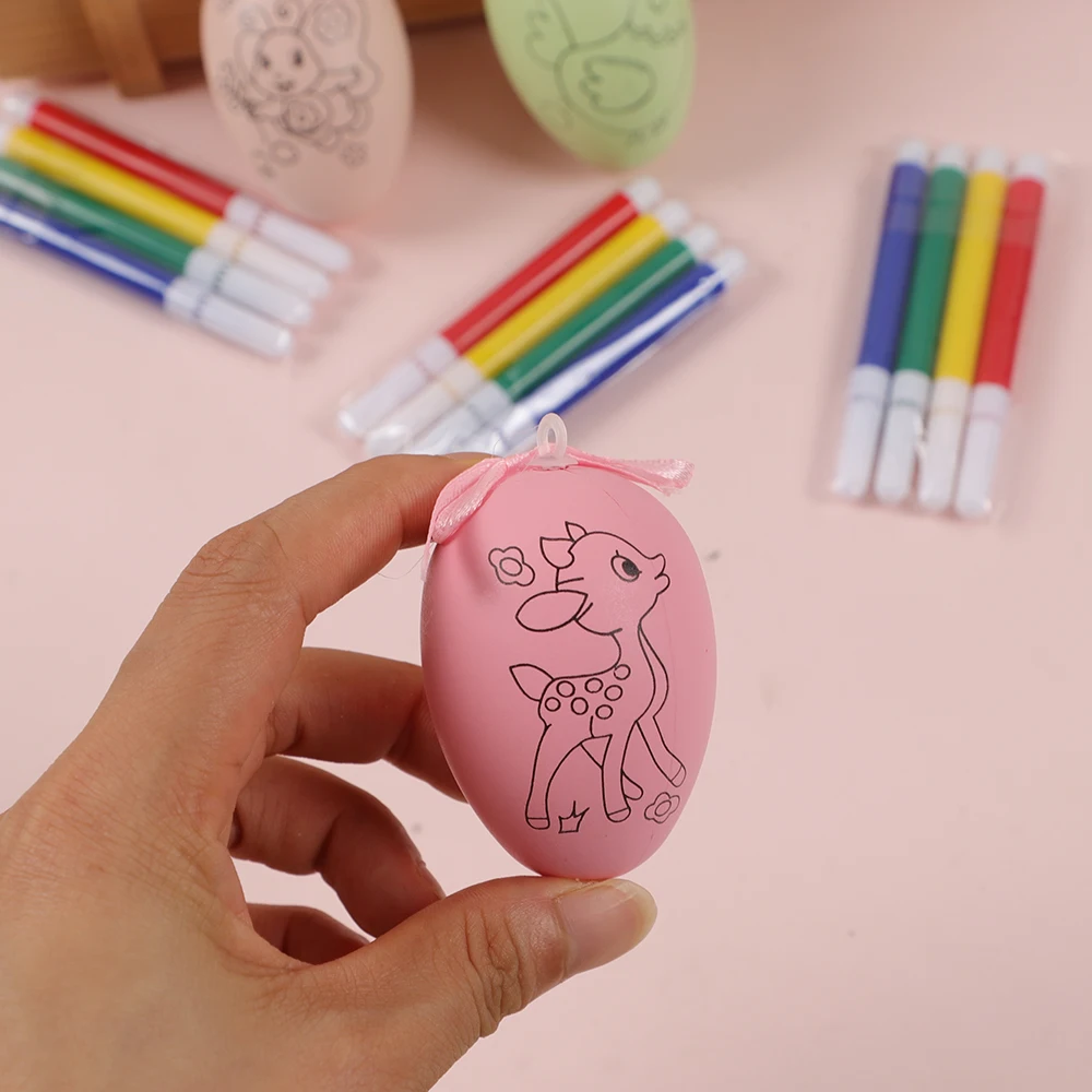 12pcs DIY 그림 어린이를위한 부활절 달걀 예술 공예 색상 작성 그리기 장난감 어린이 생일 파티 호의 유치원 선물