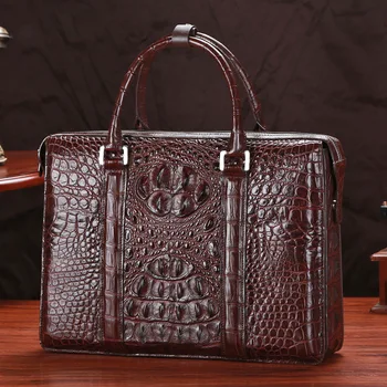 2023 High Quality Crocodile Leather Handbag Luxury Business Laptop Briefcase Genuine Leather Large Capacity Men's Bag Fashion