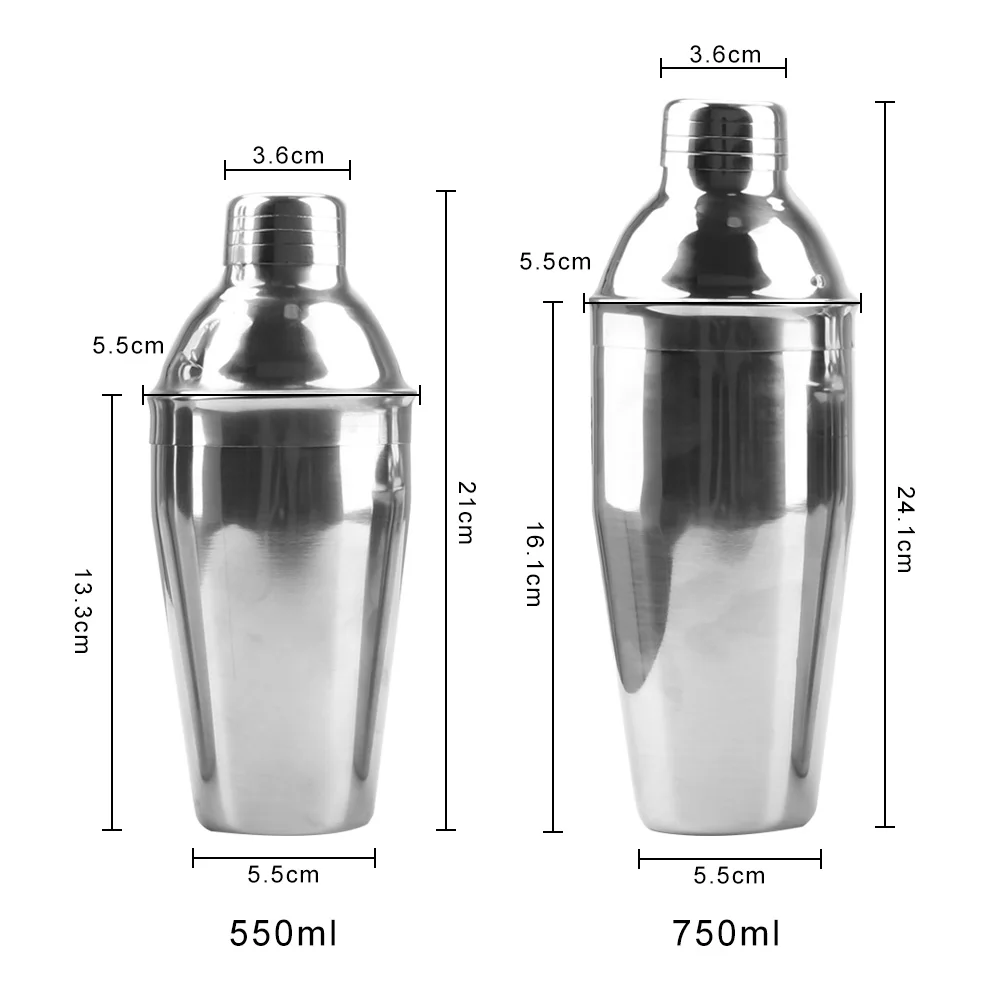 Cocktail Shaker 1PC Professional Party Bar Tools Barware Boston Martini Cocktail Wine Mixer Stainless Steel Cocktail Shaker 250/350/550/750ml