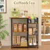 Coffee Bar Station Tiered Organizer Coffee Cabinet with Dividers Storage Accessories Home Kitchen Office Living Room 5