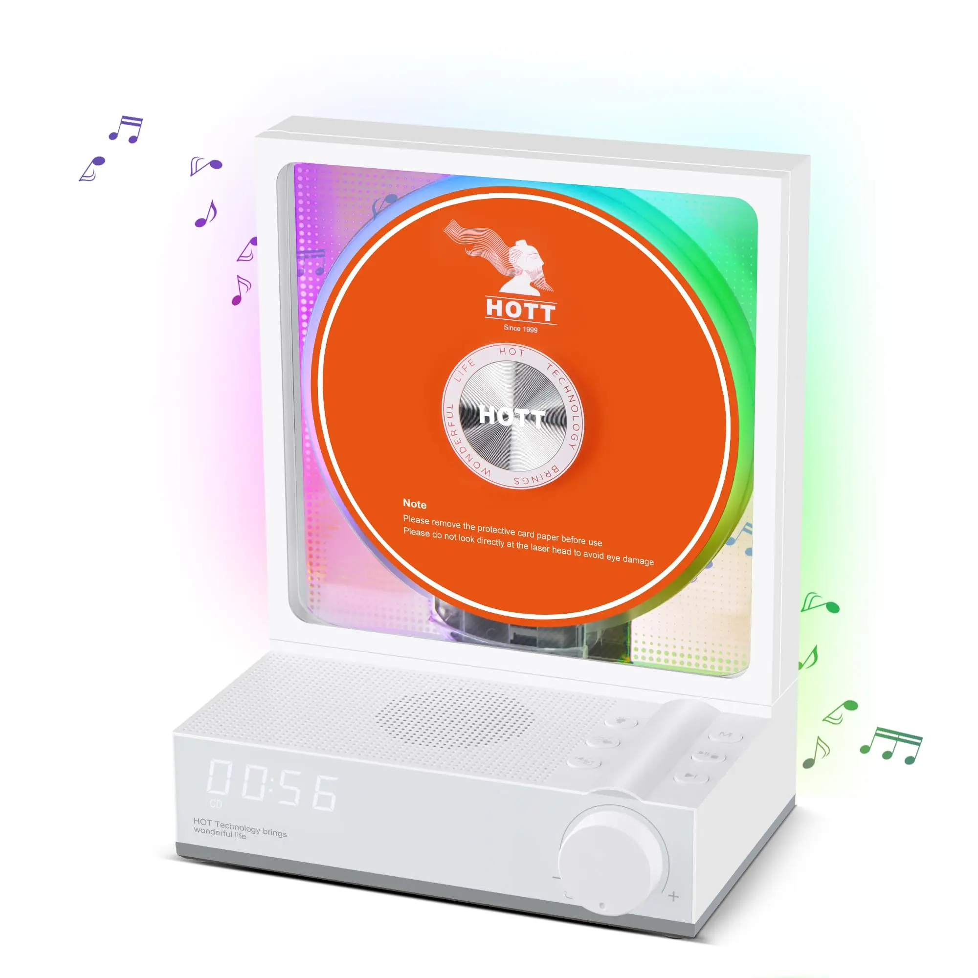 

Retro HIFI CD Player Two-way Bluetooth RGB Dazzling Colour Light Effect Rechargeable Music Player Built-in Speaker TF Card Input