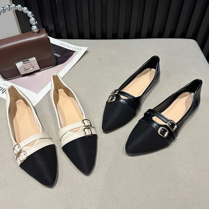 

Женские балетки с острым носком, мягкие кожаные туфли на мягкой подошве, лоферы на плоской подошве, весна-лето 2024