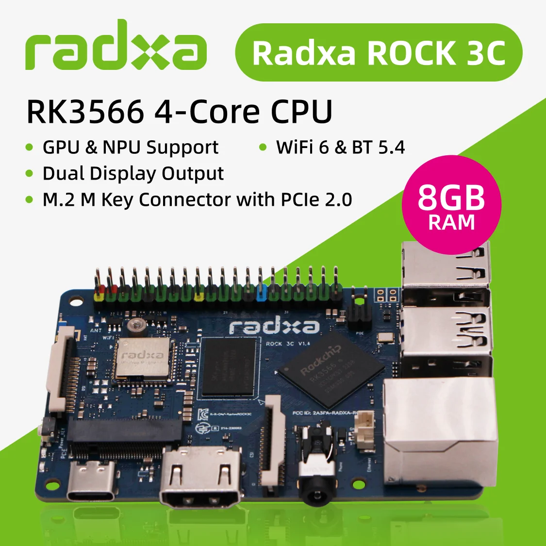 4k出力のシングルコンピューター,cpu,sbc,gpu,npu,hdmi,rock 3c