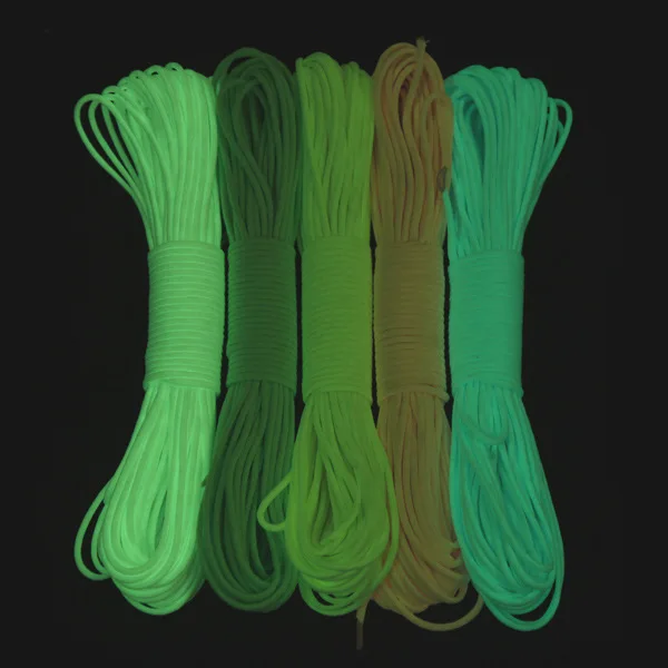1pcs 9 Strand 550 Luminous Glow in the Dark Paracord Parachute Cord 100FT 5 Colors
