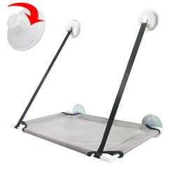 Sunny Seat Cat Hammock Bed - Double-Decker Hanging Pet Sofa with Suction Cup Wall Mount (Grey single layer)