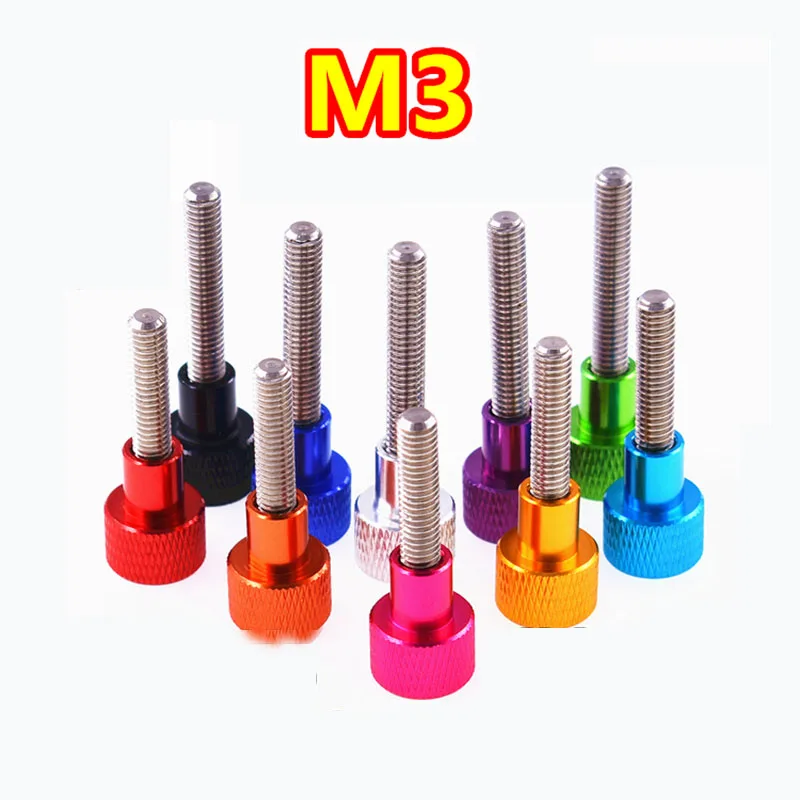 

2Pcs M3 Knurled Aluminum Thumb Screw Aluminum Alloy Head Stainless Steel Hand Thumb Screw
