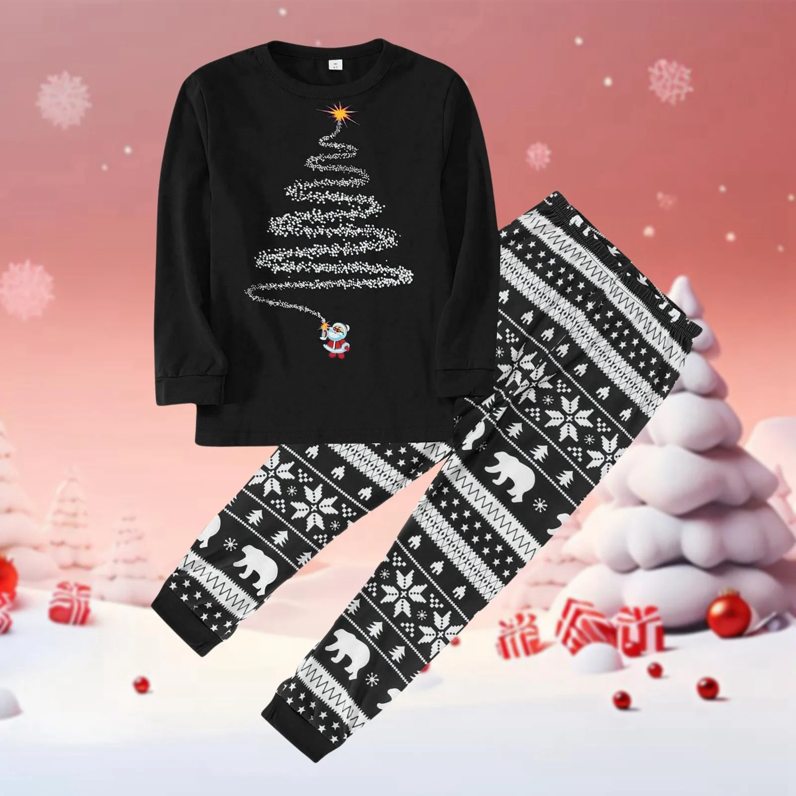 Nuevos conjuntos navideños familiares, pijamas a juego con estampado de rayas para padre, madre e hija, traje suave y holgado de 2 piezas, ropa de dormir navideña