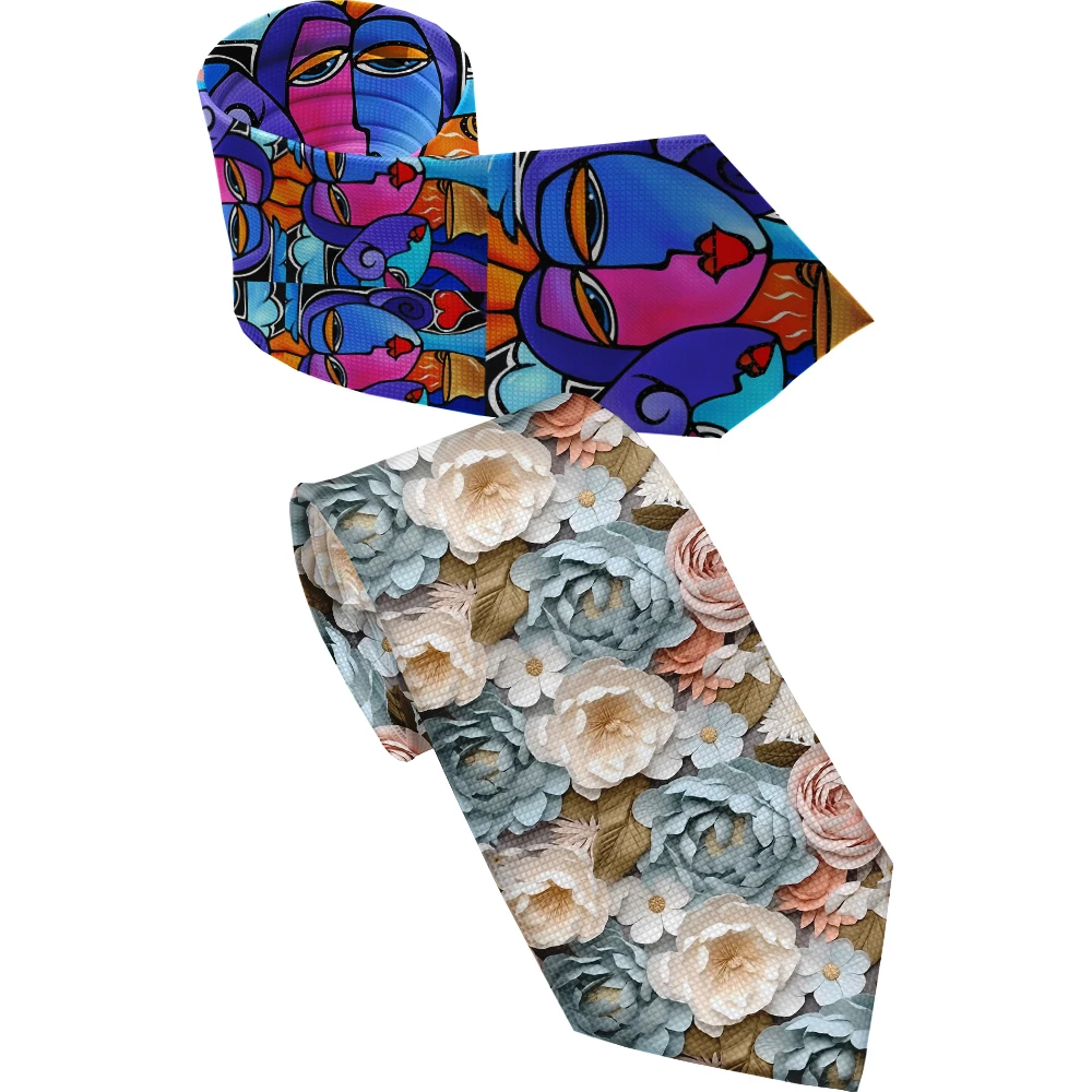 Anti-tattoo pattern printed tie men's 8cm wide casual business tea party shirt with tie knitted polyester fashion tie ladies
