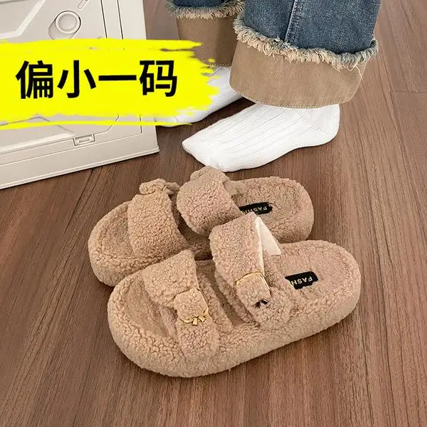 

Сланцы женские на платформе, плюшевые шлепанцы, плоская подошва, римская ткань, осень 2023