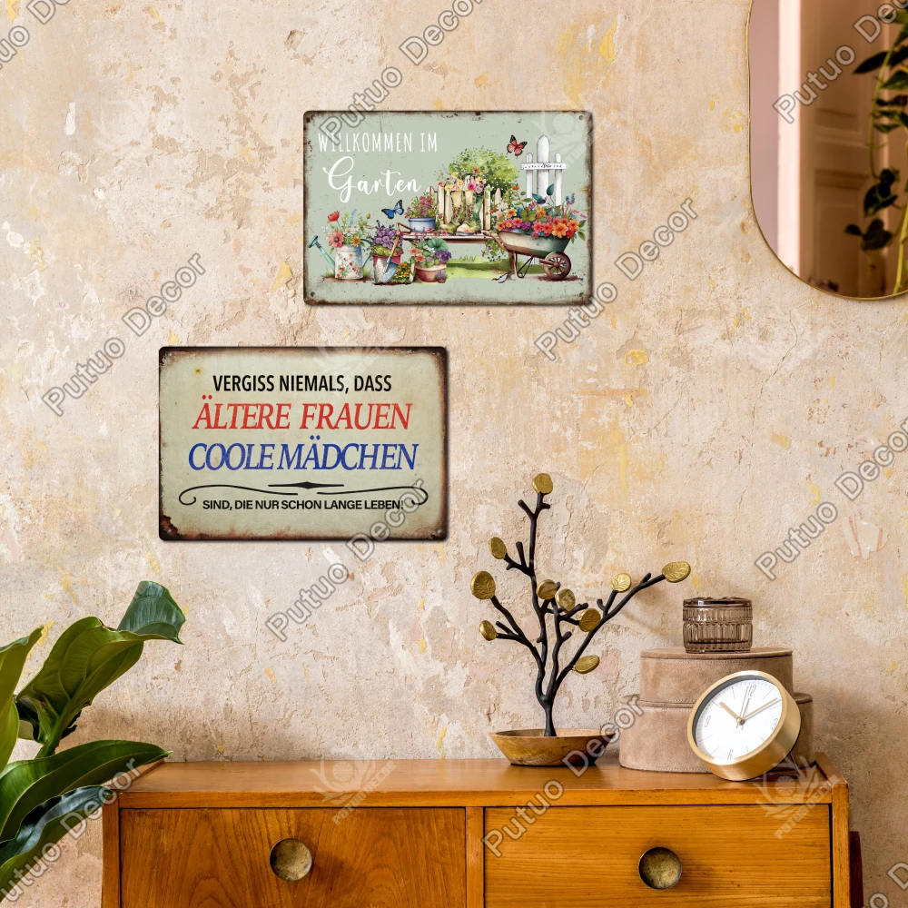 Putuo Decor Targa in metallo retrò - Divertente poster con scritta Wo