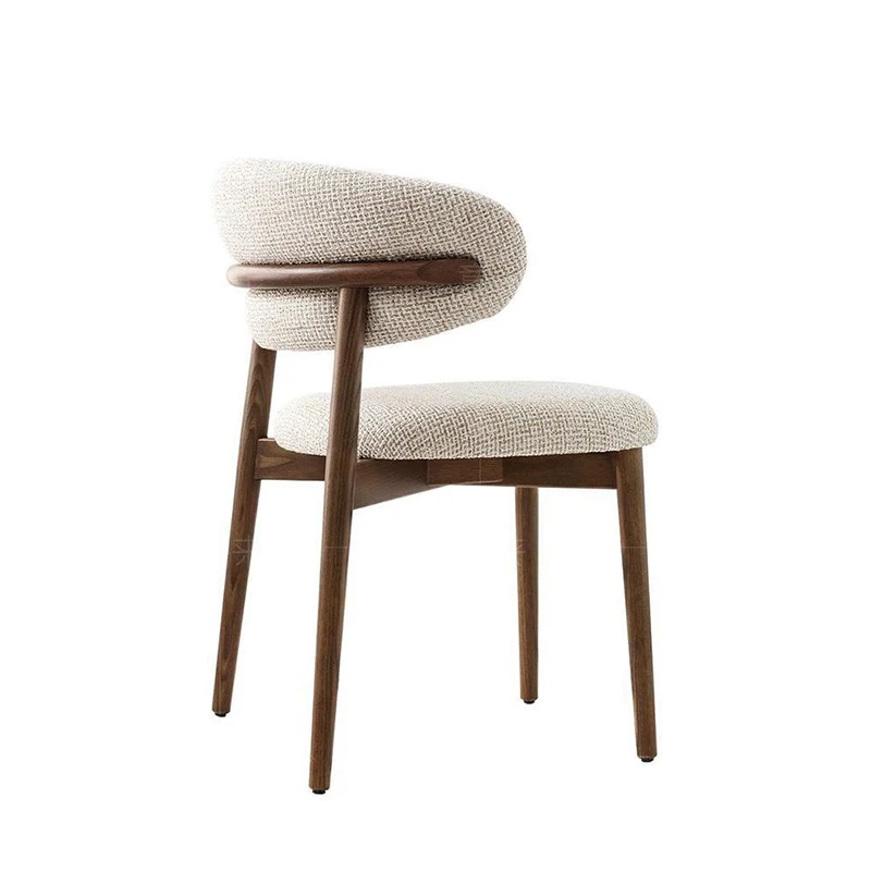 

Nordic solid wood restaurant family light luxury deluxe simple back cream wind white dining chair