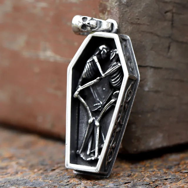 Dragon Head Collana Ciondolo Teschio Biker In Acciaio Inox - Con Pendente A Forma Di Osso Di Pesce, Lunghezza 25 Pollici Collana In Acciaio Inox Osso - Foto 12