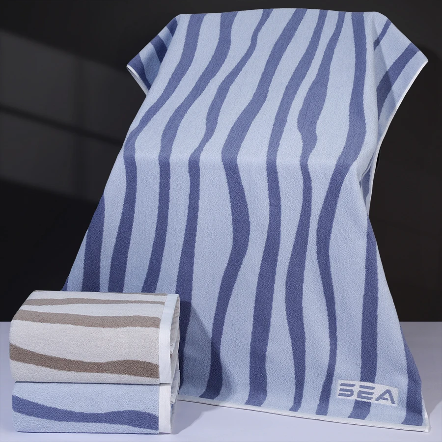 Bath towel jacquard creative design, pure cotton skin soft water absorption, men and women bathing body towel, home swimming spa 2