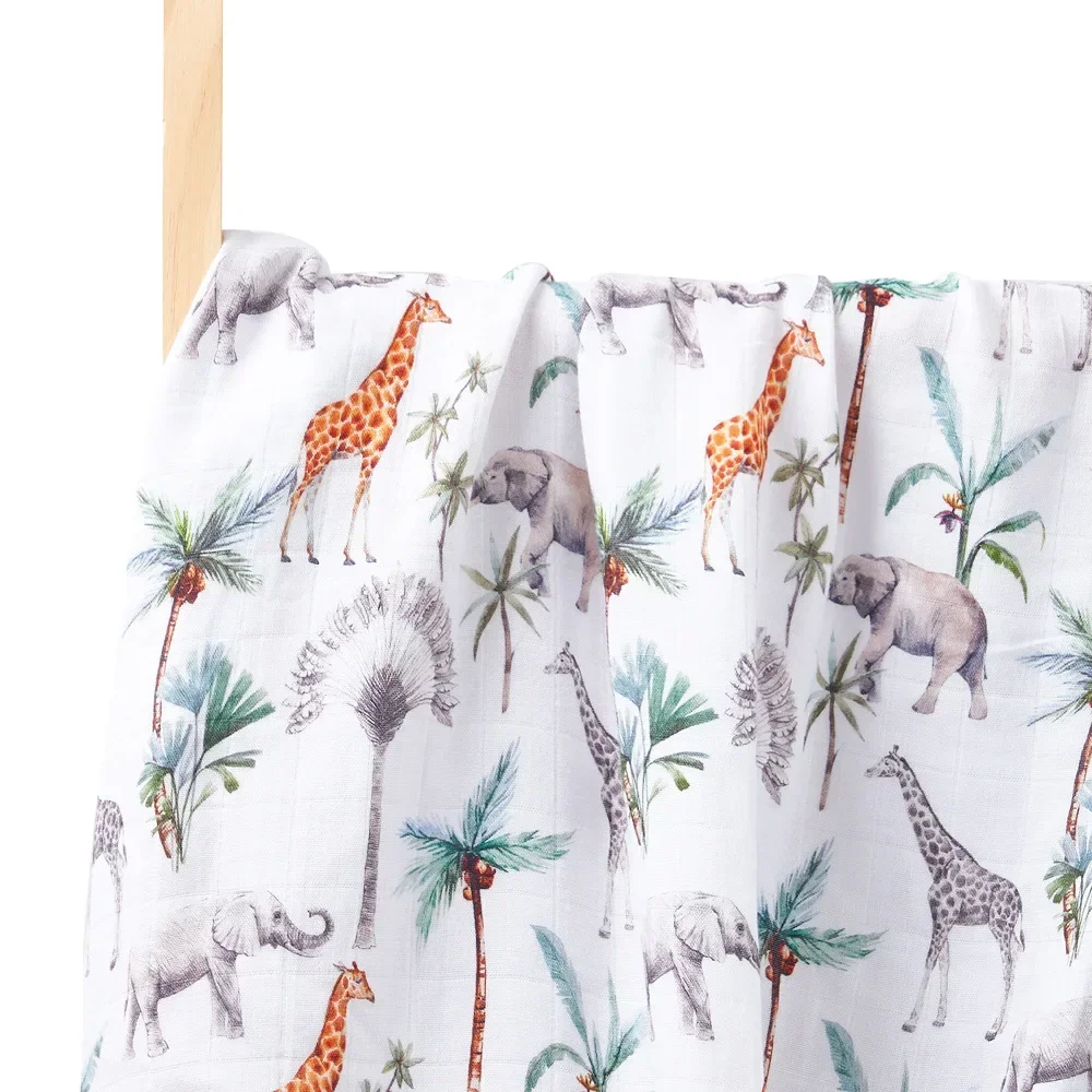 Digital Print Muslin Swaddle Blanket Bamboo Cotton Soft Baby Bath Towel Nursing Cover Newborn Baby Muslin Swaddle