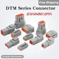 10Sets DTM Series Connector Deutsch 2/3/4/6/8/12PIN Male Female Head Wiring Terminal Wiring Harness Docking Plug DTM04-12PA ﻿ 1