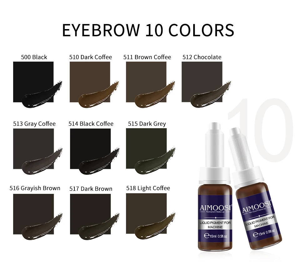 AIMOOSI Brow Tattoo Inks for Permanent Makeup Professional Microblading Eyeborw Pigments 0.5OZ Large Size Tattoo Ink for Artists