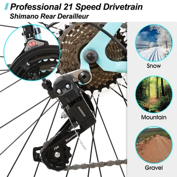 Hiland 26 Inch Women‘s Mountain Bike, 21 Speed Steel Frame Adult Bicycle, Man MTB Bikes with Suspension Fork, Purple Green White 5