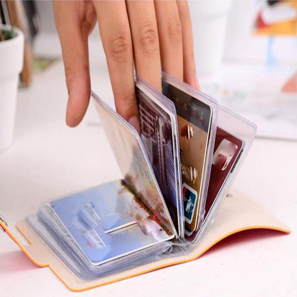 PU Leather Business Card Holder 24 Cards Slot ID Credit Card Case Anti-theft Pocket Coin Wallet credit card holder card holder