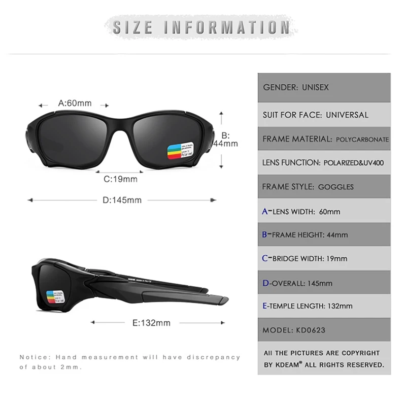 KDEAM Polarized Sports ۶ Lenes for Men   Ÿ ޸  Ȱ Night Colorful Mirror