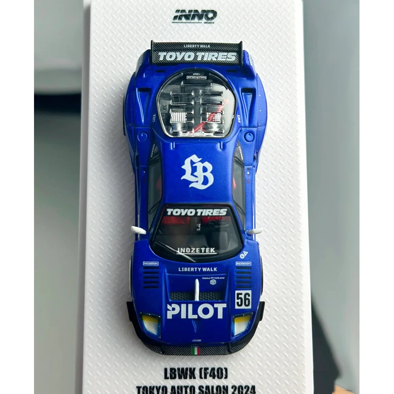 INNO 1:64 Metal Blue LBWK F40 Tokyo Auto Salon 2024 alloy car