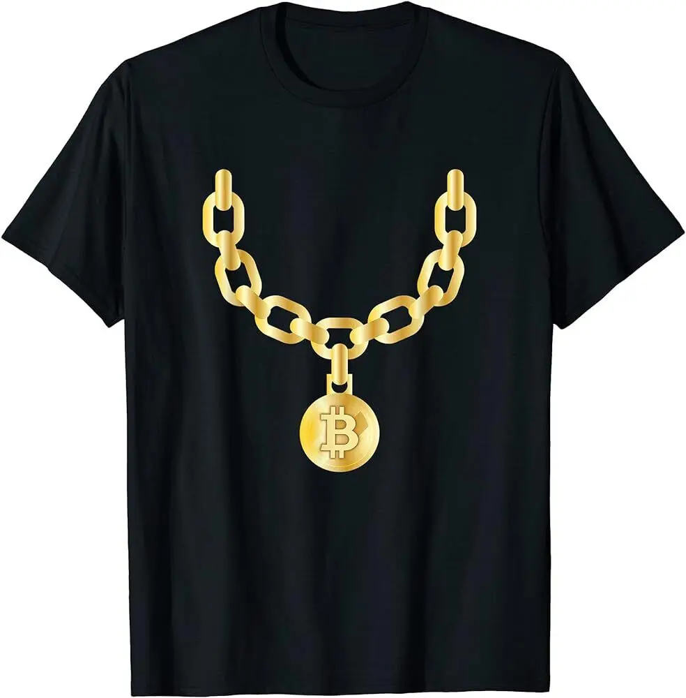 Bling Bitcoin Gold Chain Divertente Maglietta Di Criptovaluta Maniche Lunghe O Corte