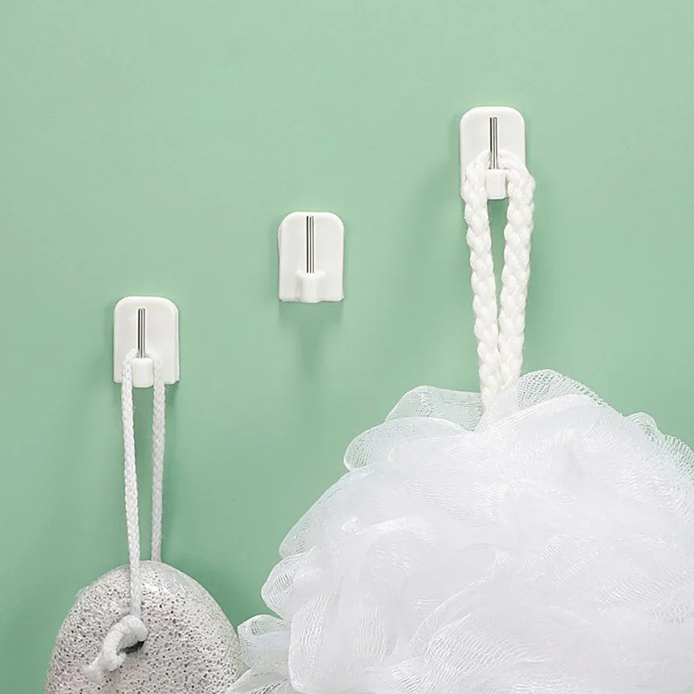 Curtain Hooks Self-adhesives Hooks Curtain Rod Hook Bracket White Wall Mounted Universal Home Bathroom Brackets Rack 4/8/12Pcs curtain clips,curtain accessories,curtain hooks,curtain rod hooks