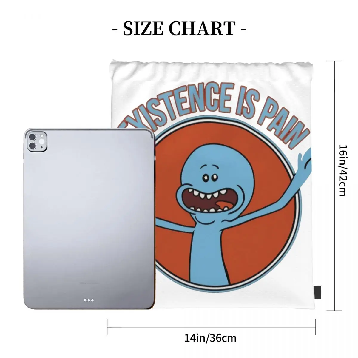 Mr Meeseeks 존재 통증, 재미있는 노벨티 드로스트링 백, 배낭 여행 메쉬 가방, 맞춤형 파우치, 맞춤형 배낭