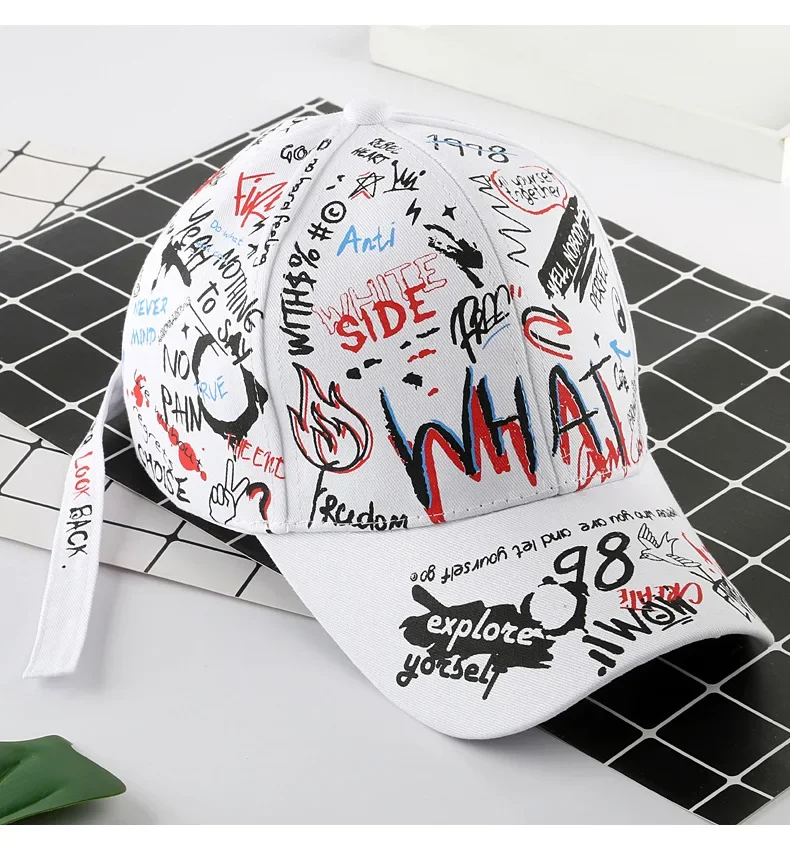 Tennis Caps Fashion Graffiti Printing Adjustable Letter Outdoor Cotton Shade Men Women Summer