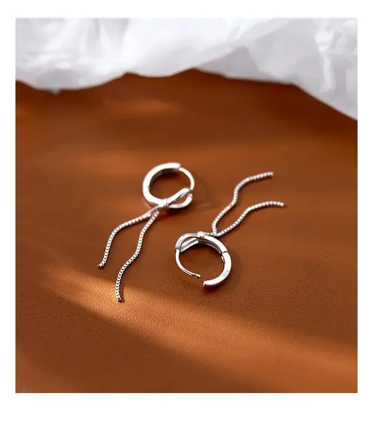 925 Sterling Silver Knot Earrings Temperament Simple Inlaid for Women Wedding Jewelry Accessories 5