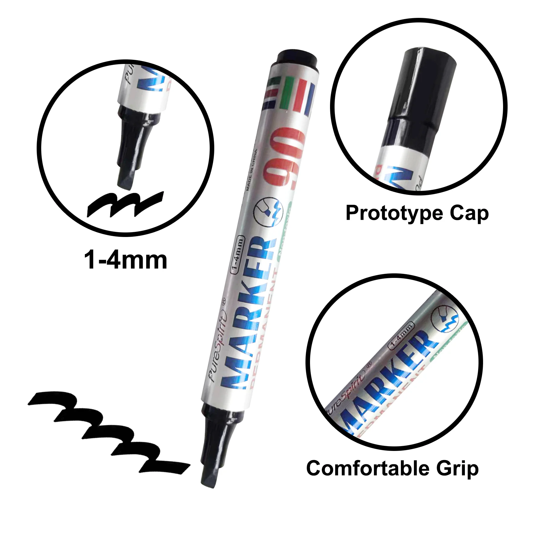 10개입 와이드 팁 영구 마커, 1-4mm 조절 가능한 선 굵기, 무독성 유성 잉크, 굵은 글씨 방수 마커 (사무용 및 DIY 공예용)