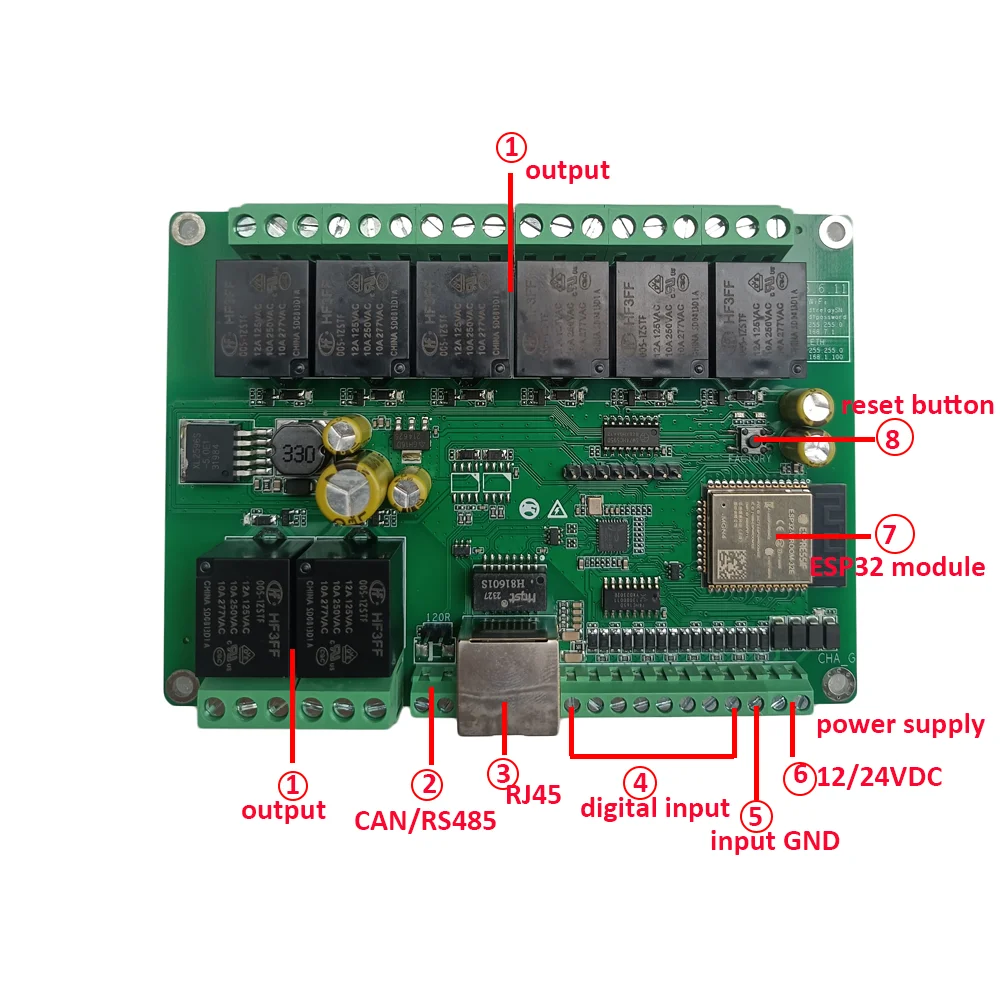 ESP32 Relay Module Board Ethernet WiFi RS485 CAN Home Assistant Domoticz 4