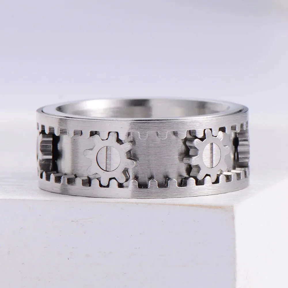 Men's Titanium Steel Rotatable Anti-Anxiety Gear Ring
