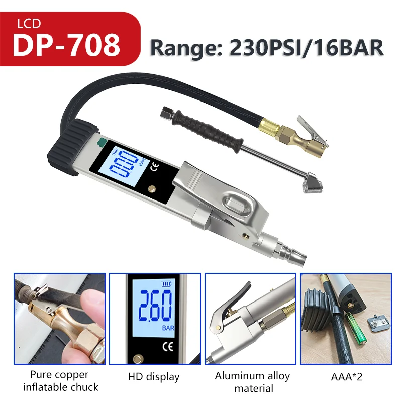 Високоточний цифровий манометр у шинах, виявлення тиску в шинах, манометр для накачування