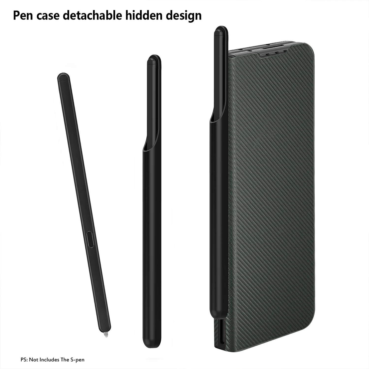 with S Pen Slot For Samsung Galaxy Z Fold 5 4 3 Case Leather Carbon Fiber 360 Full Protection Magnetic Aramid Fiber Flip Cover