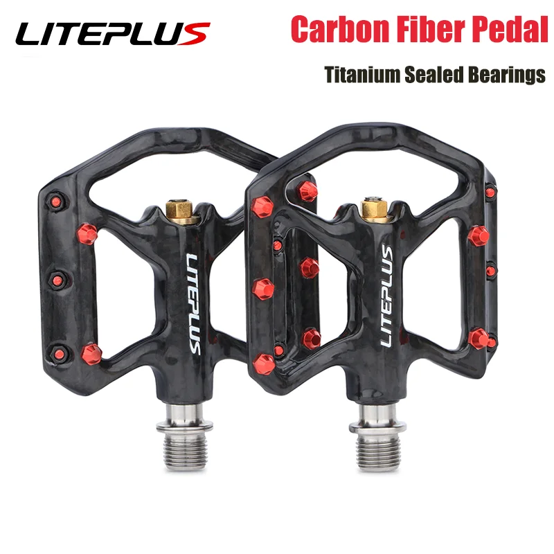 

Liteplus Ultralight Pedals for Bicycle Carbon Fiber Cycle Pedal Titanium Sealed Bearings Pedals for Folding,Road,mountain Bikes