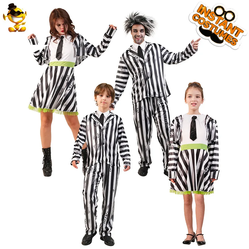 Adult Children Striped Clown Costume Role Play Stage Performance Cosplay Costume