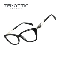 ZENOTTIC noir oeil de chat lunettes optiques cadre particulier mode jambe femmes sans Prescription acétate carré lunettes MG6592 1