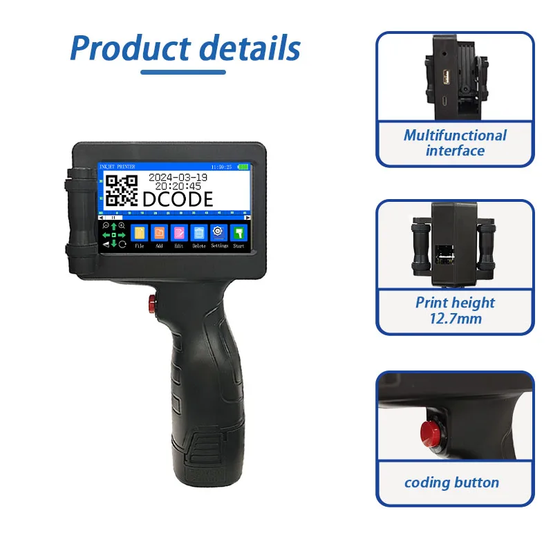 1755PLUS 12.7MM Thermal Inkjet Printer Text QR Barcode Batch Number Logo Label P