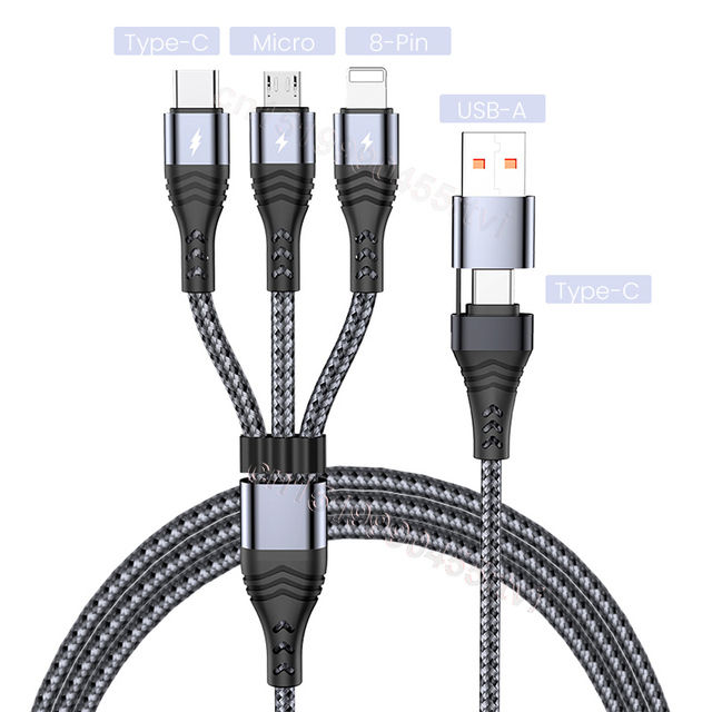3in1 USB C Cable for iPhone 13 12 Pro 11 XR Charger Cable 5A Quick Charge 3.0 Micro USB Type C Data Cable for Huawei Xiaomi