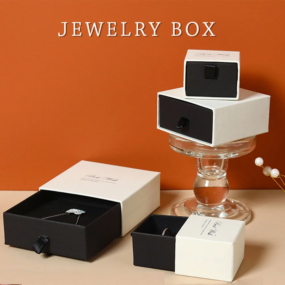 Jewelry packaging Drawer Cardboard box with Best wishes Display Earring Ring Necklace Bracelet Pendant Storage Case Organization