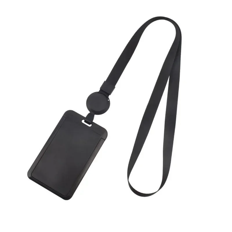 

Black Name Badge Holder ID Tag Working Permit Cover Sleeve with Retractable Badge Reel Lanyard Work Pass Card Sleeve Neck Strap