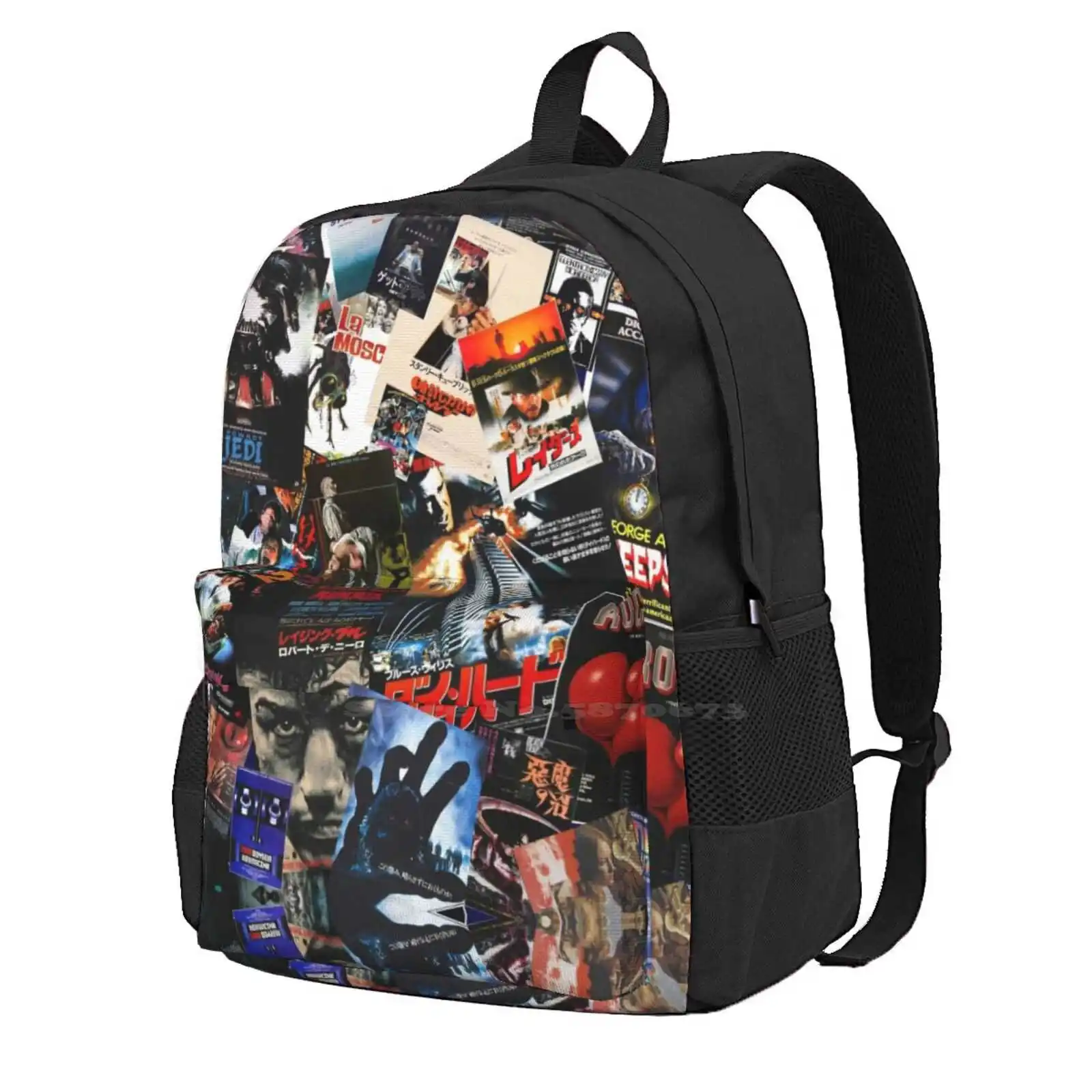 

Foreign Movie Posters Collage-Horror Fantasy Action Backpack For Student School Laptop Travel Bag 1980S 1990S 2000S 2010S Scifi