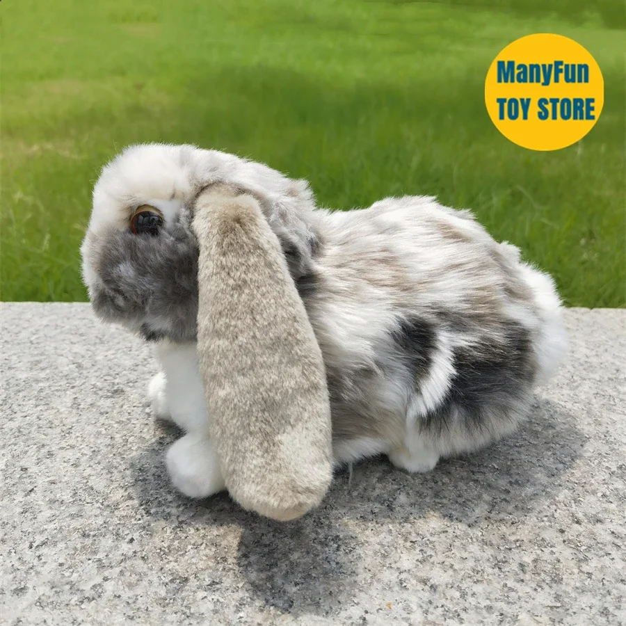 Lop Ear Rabbit High Fidelity Anime Cute White Brown Bunny Plush Toys Lifelike Animals Simulation Stuffed Doll Toy Gifts For Kids 5