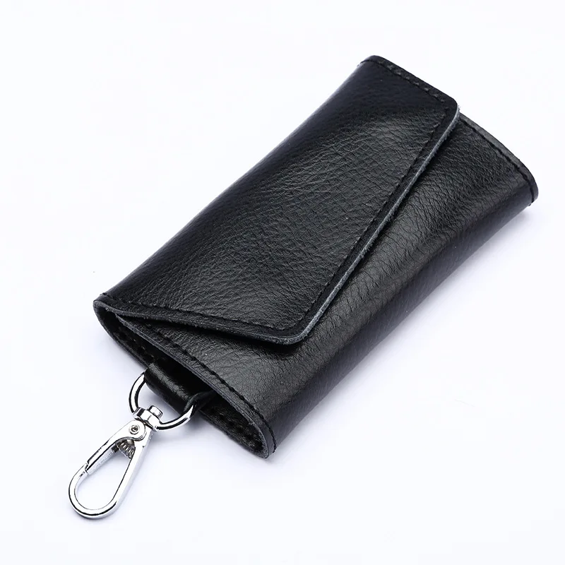 Housekeeper Key Case Card Bag Genuine Leather Keychain Men Women Key Holder Key Organizer Pouch Cow Split Car Key Wallet Purse