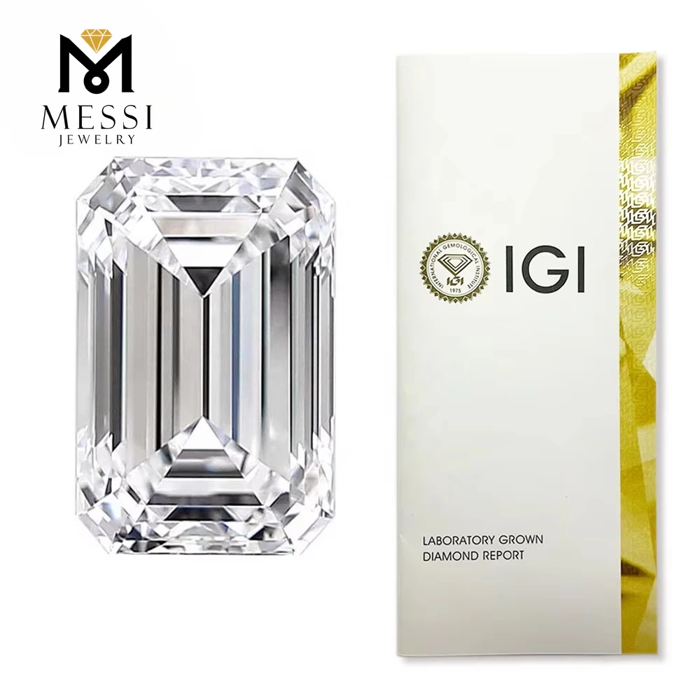 Emerald shape lab grown diamonds with IGI certificates 1ct 1.5ct 2ct 2.5ct 3ct 5ct cvd hpht Lab Created Diamond Wholesales