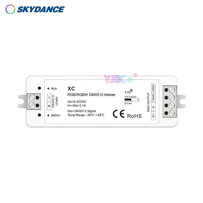 Skydance  5V-24V 12V Mini 170 RGB 128 RGBW pixels DMX512 signal LED controller DMX dimmer Ultrathin 2.4G RF Remote control