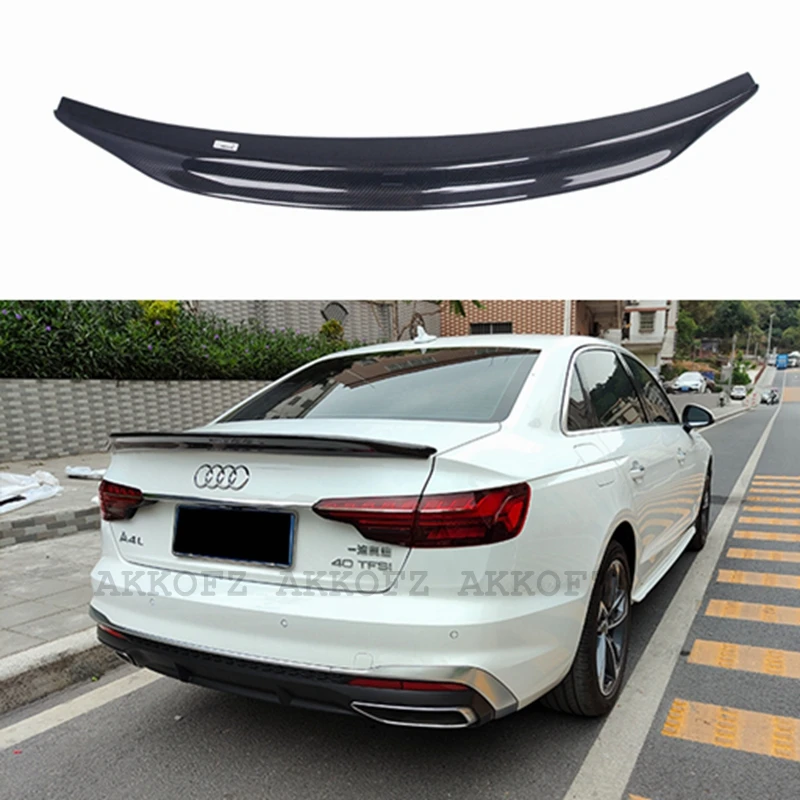 

For Audi A4 B9 S4 S-line 2017-2020 Sedan BLE Style Carbon Fiber Rear Spoiler Trunk Wing FRP Glossy black Forged Carbon