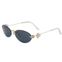 Lunettes de soleil de luxe UV400 pour femmes et hommes, design de marque haut de gamme, en acier inoxydable, sans monture, avec décoration en diamant 4